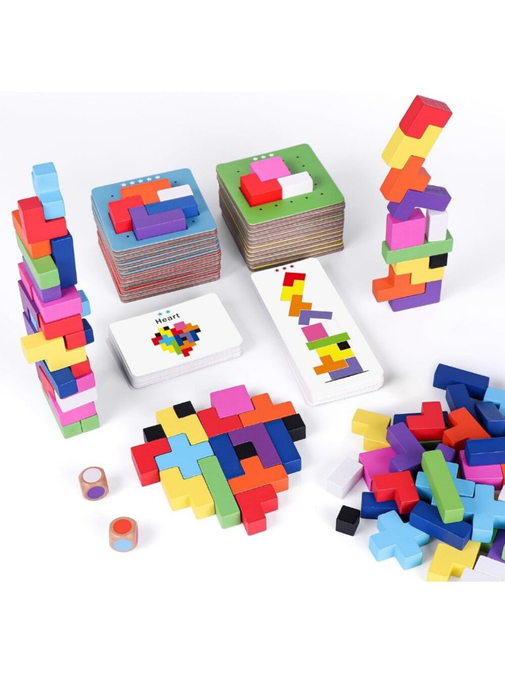 120-Piece Wooden Block Stacking Game for Kids & Adults, Fun for 1-6 Players